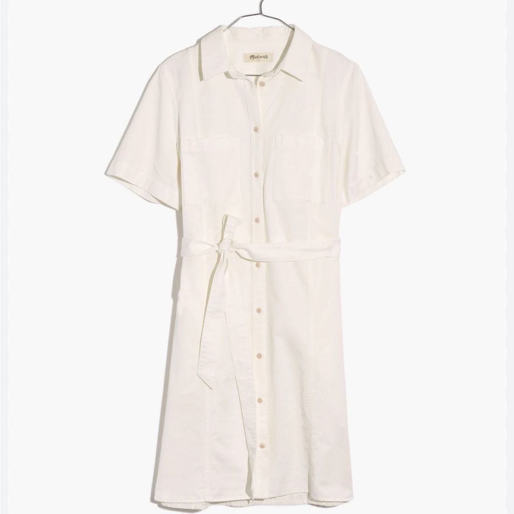 Madewell Denim Seamed Courier Tie Waist Shirtdress
